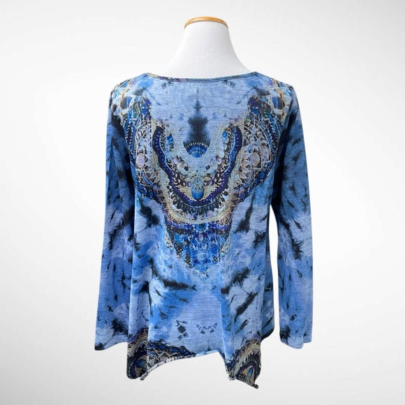 One World Embellished Pullover Top Fringe Bottom Long Sleeves - Picture 3 of 14